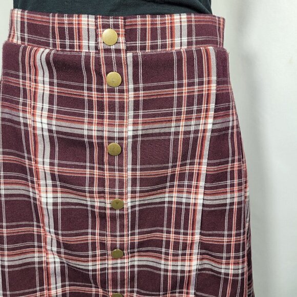 Torrid Women's Plaid Maroon Pull on Light Flannel Feeling Skirt Size 0 (12/L) - Picture 3 of 12